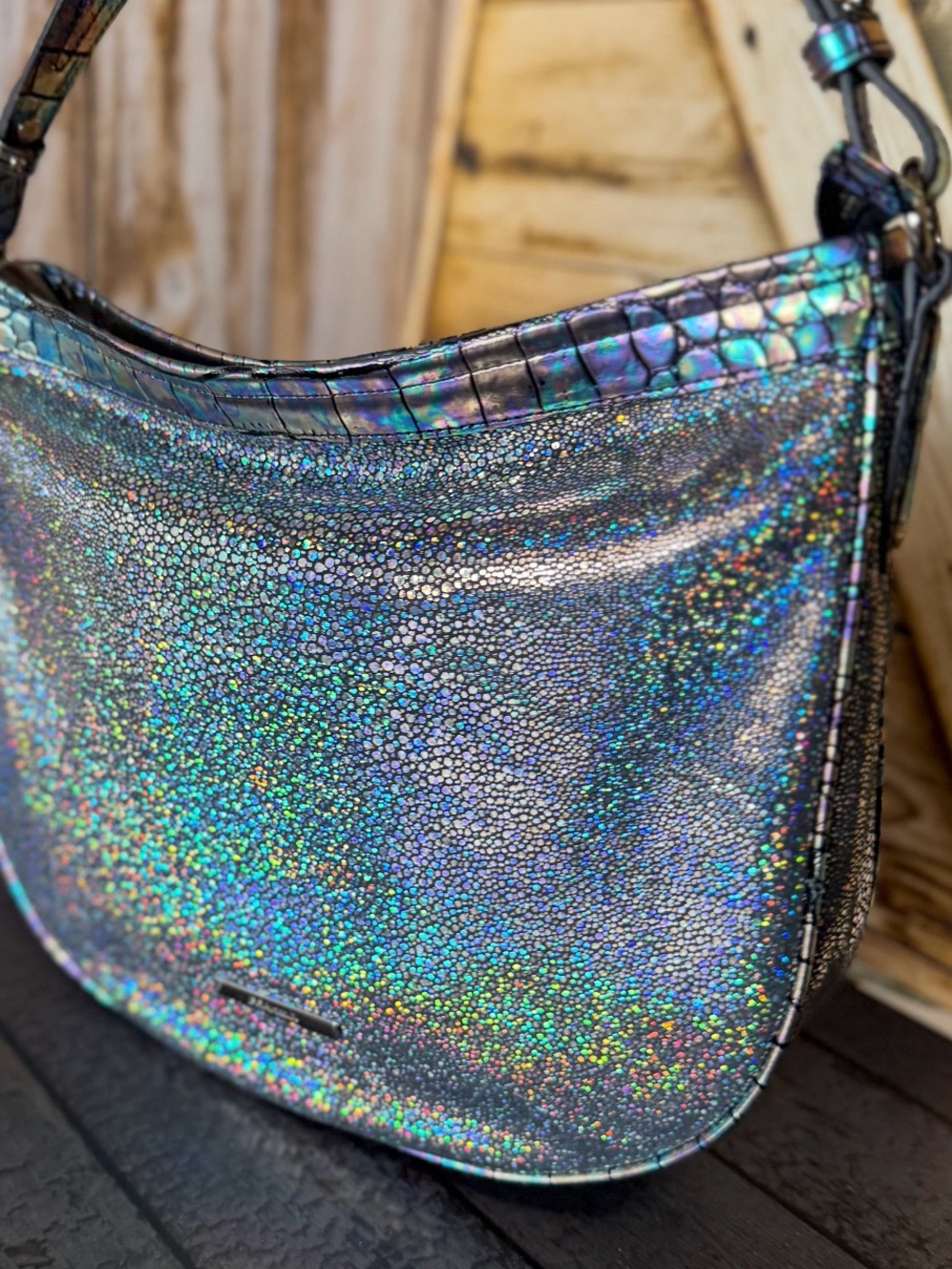 BRAHMIN SMALL KATHLEEN ROYAL BLUE ARDWELL SHOULDER HOLOGRAPHIC NWT SOFT LEATHER - Picture 3 of 12